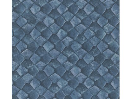 Geometrická vliesová tapeta na zeď, modrá, 34910, Eclectic, Marburg, velikost 10,05 x 0,7 m