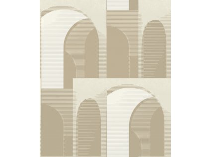 Zlato-béžová 3D geometrická vliesová tapeta na zeď, A63302, Ciara, Grandeco, velikost 10,05 x 0,53 m
