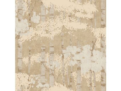 Béžovo-zlatá vliesová tapeta na zeď, stromy, les, A62702, Ciara, Grandeco, velikost 10,05 x 0,53 m