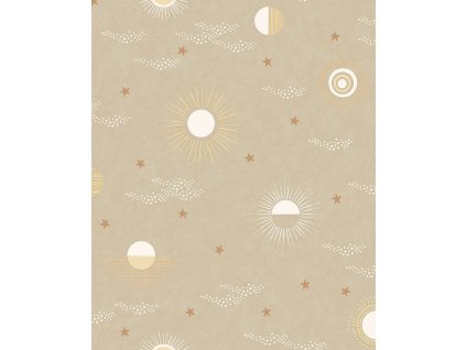 Béžová dětská vliesová tapeta na zeď vesmír, 323080, Explore, Eijffinger, velikost 0,52 x 10 m