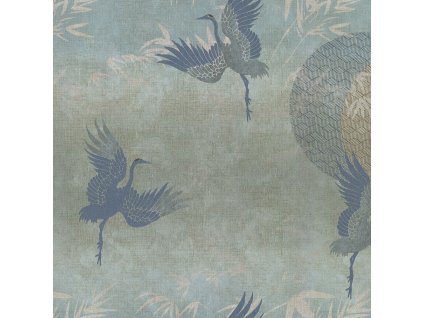 Luxusní  modrá vliesová tapeta na zeď, ptáci 72906, Zen, Emiliana Parati, velikost 1,06 x 10,05 m