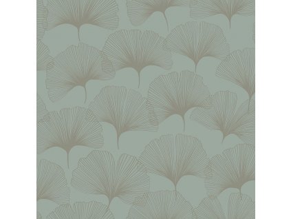 Moderní vliesová designová tapeta na zeď - metalické listy Ginkga 347733, City Chic, Origin, velikost 0,53 x 10,05 m