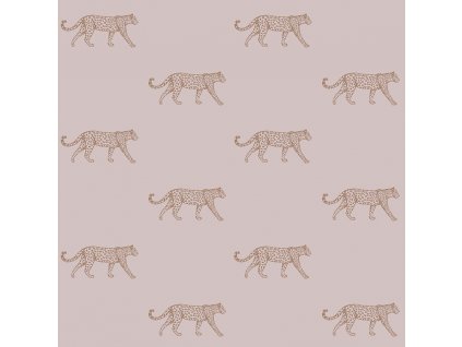 Starorůžová vliesová tapeta s metalickými leopardy 347729, City Chic, Origin, velikost 0,53 x 10,05 m