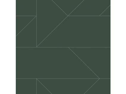 Tmavě zelená geometrická vliesová tapeta, metalické linie 347728, City Chic, Origin, velikost 0,53 x 10,05 m