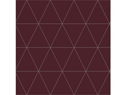Vínová vliesová tapeta, stříbrné obrysy trojúhelníků 347718, City Chic, Origin, velikost 0,53 x 10,05 m