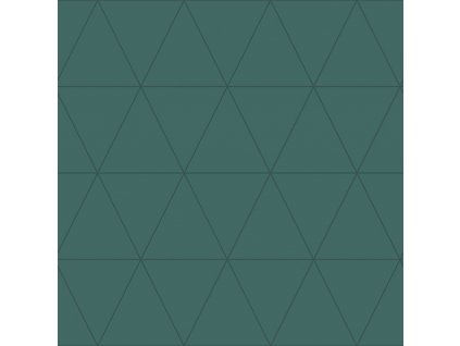 Zelená vliesová tapeta, metalické obrysy trojúhelníků 347717, City Chic, Origin, velikost 0,53 x 10,05 m
