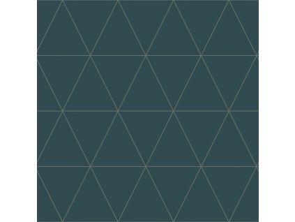 Modrá vliesová tapeta, metalické obrysy trojúhelníků 347715, City Chic, Origin, velikost 0,53 x 10,05 m