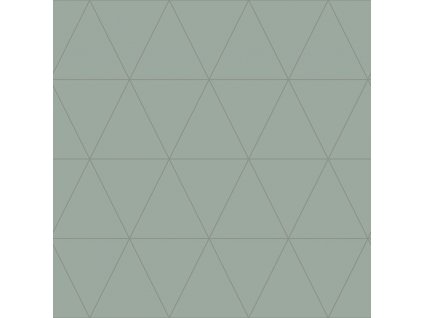Zelená vliesová tapeta, metalické obrysy trojúhelníků 347714, City Chic, Origin, velikost 0,53 x 10,05 m