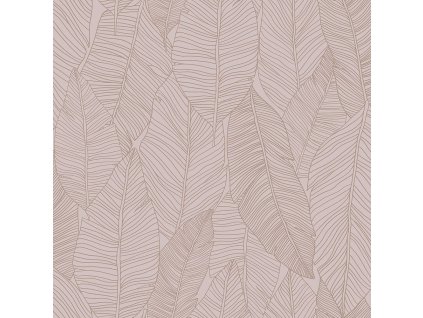 Starorůžová vliesová tapeta, metalické obrysy listů 347712, City Chic, Origin, velikost 0,53 x 10,05 m
