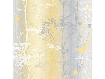 Žluto-šedá vliesová tapeta na zeď, luční květiny 104072, Reclaim, Graham&Brown, velikost 0,52 x 10 m