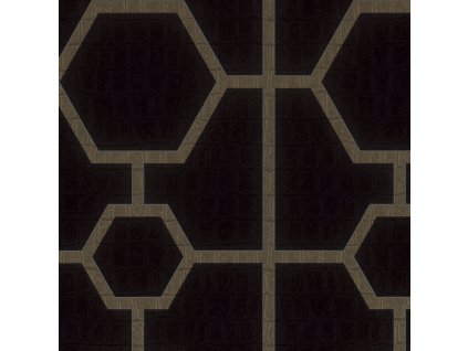 Černá geometrická vliesová tapeta s vinylovým povrchem Z80023 Philipp Plein, Zambaiti Parati, velikost 1,06 x 10,05 m