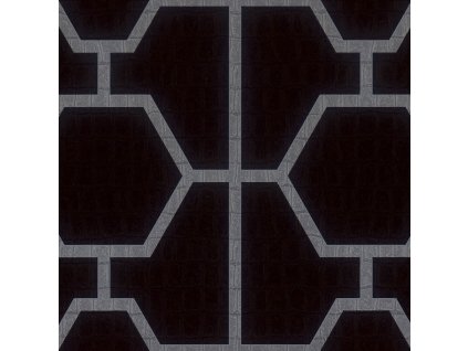 Černá geometrická vliesová tapeta s vinylovým povrchem Z80024 Philipp Plein, Zambaiti Parati, velikost 1,06 x 10,05 m