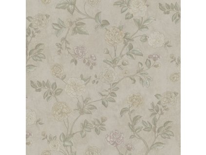 Béžová vliesová tapeta na zeď květiny, Z66801, Satin Flowers, Zambaiti Parati, velikost 0,53 x 10,05 m