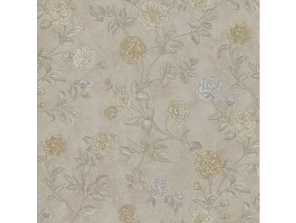 Béžová vliesová tapeta na zeď květiny, Z66803, Satin Flowers, Zambaiti Parati, velikost 0,53 x 10,05 m