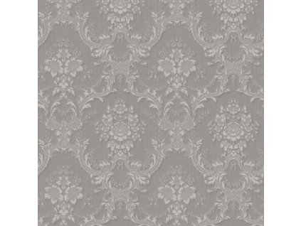 Šedá vliesová zámecká tapeta na zeď, Z66841, Satin Flowers, Zambaiti Parati, velikost 0,53 x 10,05 m