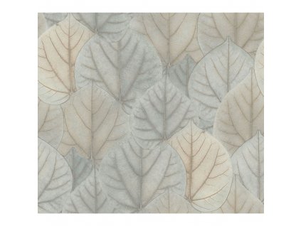 Modrošedobéžová vliesová tapeta na zeď, listy OS4244, Modern Nature II, York, velikost 0,685 x 8,2 m