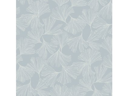 Modrá vliesová tapeta na zeď, bílé listy ginkga DD3743, Dazzling Dimensions 2, York, velikost 0,685 x 8,2 m