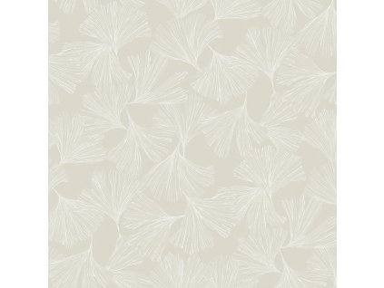 Krémová vliesová tapeta na zeď, bílé listy ginkga DD3744, Dazzling Dimensions 2, York, velikost 0,685 x 8,2 m