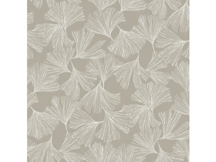 Béžová vliesová tapeta na zeď, bílé listy ginkga DD3746, Dazzling Dimensions 2, York, velikost 0,685 x 8,2 m