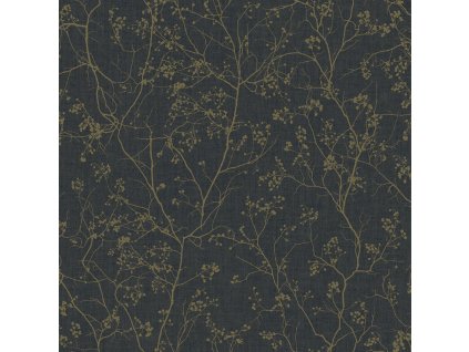 Černá vliesová tapeta se zlatými větvičkami DD3811, Dazzling Dimensions 2, York, velikost 0,685 x 8,2 m