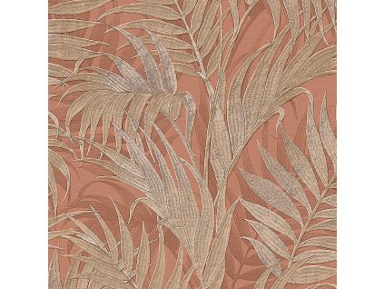 Luxusní terakotová vliesová tapeta, palmové listy GR322106, Grace, Design ID, velikost 0,53 x 10 m