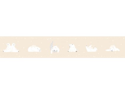 Béžová dětská samolepící bordura, medvídci, hvězdičky 7503-2, Noa, ICH Wallcoverings, velikost 0,12 x 5 m