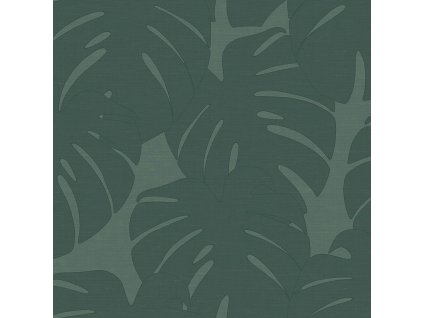 Vliesová zelená tapeta - listy monstery - látková textura 347763, Natural Fabrics, Origin, velikost 0,53 x 10,05 m