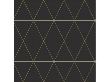 Černá vliesová tapeta, zlaté obrysy trojúhelníků 347684, City Chic, Precious, Origin, velikost 0,53 x 10,05 m