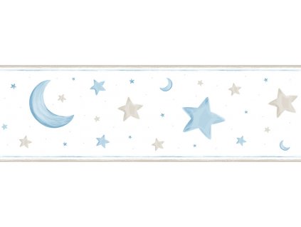 Dětská samolepící bordura Hvězdičky, měsíc 470-1, Pippo, ICH Wallcoverings, velikost 0,16 x 5 m