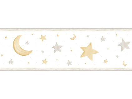 Dětská samolepící bordura Hvězdičky, měsíc 470-3, Pippo, ICH Wallcoverings, velikost 0,16 x 5 m