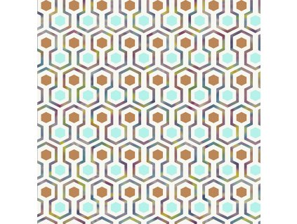 Geometrická vliesová tapeta s barevnými hexagony GV24292, Good Vibes, Decoprint, velikost 0,53 x 10,05 m