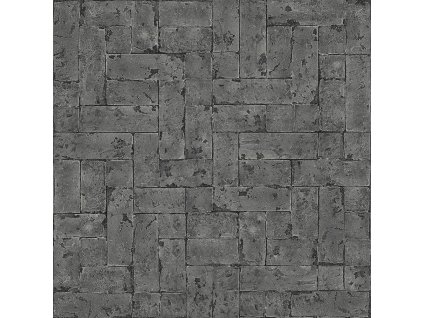 Tmavě šedá vliesová tapeta na zeď, imitace kamenného obkladu 347571, Matières - Stone, Origin, velikost 0,53 x 10,05 m