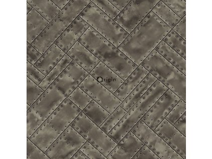Vliesová tapeta, imitace kovově lesklých desek s nýty 337244, Matières - Metal, Origin, velikost 0,53 x 10,05 m