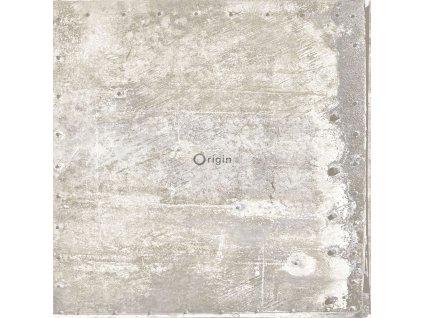 Šedobéžová metalická vliesová tapeta, imitace kovových desek s nýty 337230, Matières - Metal, Origin, velikost 0,53 x 10,05 m