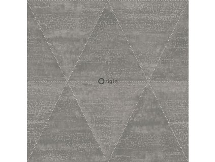 Vliesová tapeta na zeď šedá, imitace kovových trojúhelníků 337603, Matières - Metal, Origin, velikost 0,53 x 10,05 m