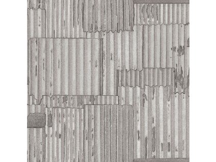 Šedostříbrná vliesová tapeta design vlnitý plech 347615, Matières - Metal, Origin, velikost 0,53 x 10,05 m