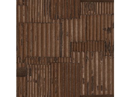 Hnědá metalická vliesová tapeta design vlnitý plech 347616, Matières - Metal, Origin, velikost 0,53 x 10,05 m