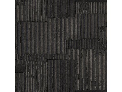 Černá metalická vliesová tapeta design vlnitý plech 347617, Matières - Metal, Origin, velikost 0,53 x 10,05 m