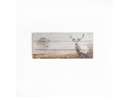 Dřevotisk 42-244, Stag Print On Wood, Wall Art, Graham Brown