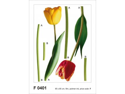 Samolepka / samolepící dekorace na zeď F 0401, Tulipány, AG Design, velikost 65 x 85 cm