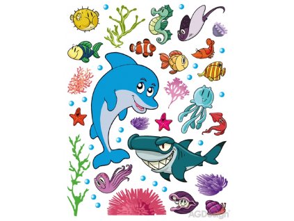 Dětská samolepka na zeď K 0822, Delfín, AG Design, velikost 65 x 85 cm