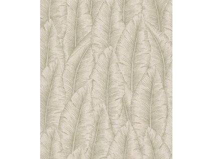 Zeleno-krémová vliesová tapeta s listy, CU3203, Cumaru, Grandeco, velikost 0,53 x 10,05 m