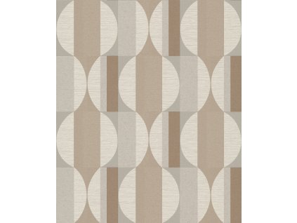Hnědo-béžová vliesová geometrická tapeta na zeď, CU3109, Cumaru, Grandeco, velikost 0,53 x 10,05 m