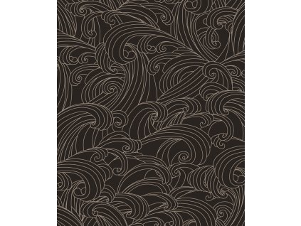 Černá vliesová tapeta na zeď, mořské vlny, M62919, Elegance, Ugepa, velikost 0,53 x 10,05 m