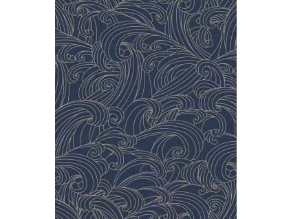 Modrá vliesová tapeta na zeď, mořské vlny, M62901, Elegance, Ugepa, velikost 0,53 x 10,05 m