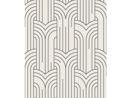 Bílo-stříbrná geometrická tapeta na zeď, Art Deco, M42129, Elegance, Ugepa, velikost 0,53 x 10,05 m