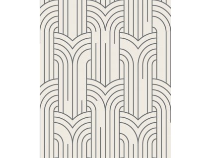 Bílo-stříbrná geometrická tapeta na zeď, Art Deco, M42129, Elegance, Ugepa, velikost 0,53 x 10,05 m