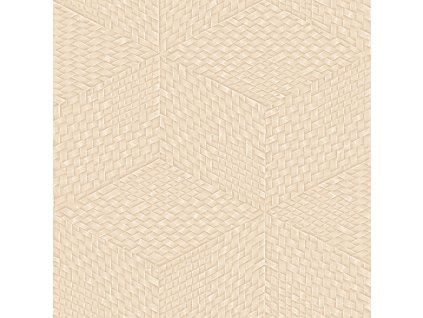 Béžová 3D geometrická vliesová tapeta na zeď, TP422955, Exclusive Threads, Design ID, velikost 0,53 x 10 m