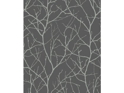 Šedo-stříbrná vliesová tapeta na zeď, větvičky stromu, MD7125, Modern Metals, York, velikost 0,53 x 10,05 m