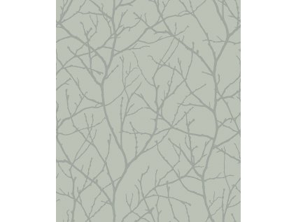 Zeleno-stříbrná vliesová tapeta na zeď, větvičky stromu, MD7124, Modern Metals, York, velikost 0,53 x 10,05 m